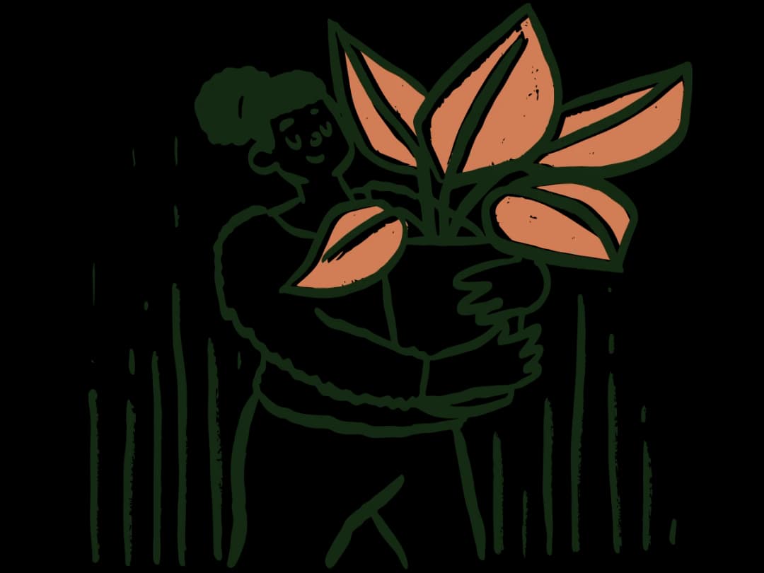Illustration of a person with a plant